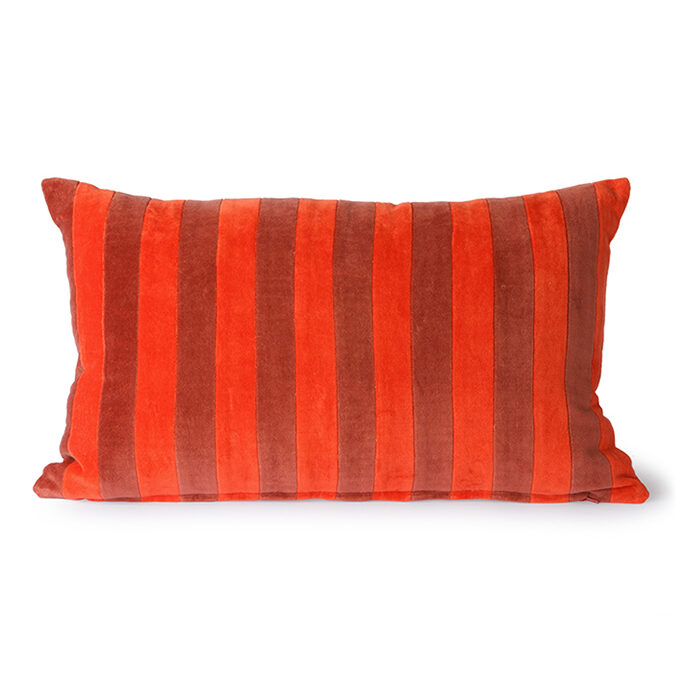 HKLIVING Striped Velvet Cushion – Red/Bordeaux