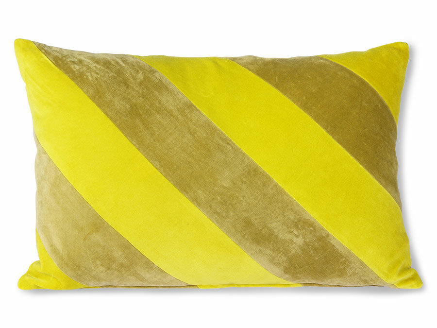 HKLIVING Striped Velvet Cushion – Yellow/Green